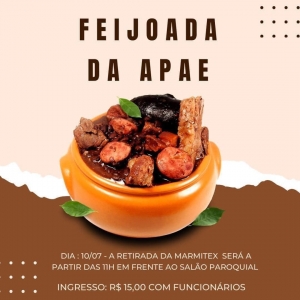 Feijoada da APAE será no próximo sábado