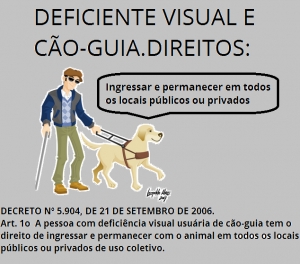 Deficiente visual e cão-guia.Diretos